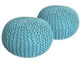 Mia - Pouf Sitzhocker SET 2 - menthe - 100% coton recyclé - Ø 55 cm H 37 cm